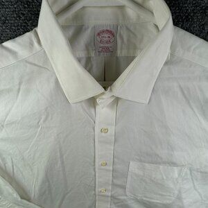 Brooks Brothers Men Non Iron Button Up Long Sleeve 17.5 36 Traditional White